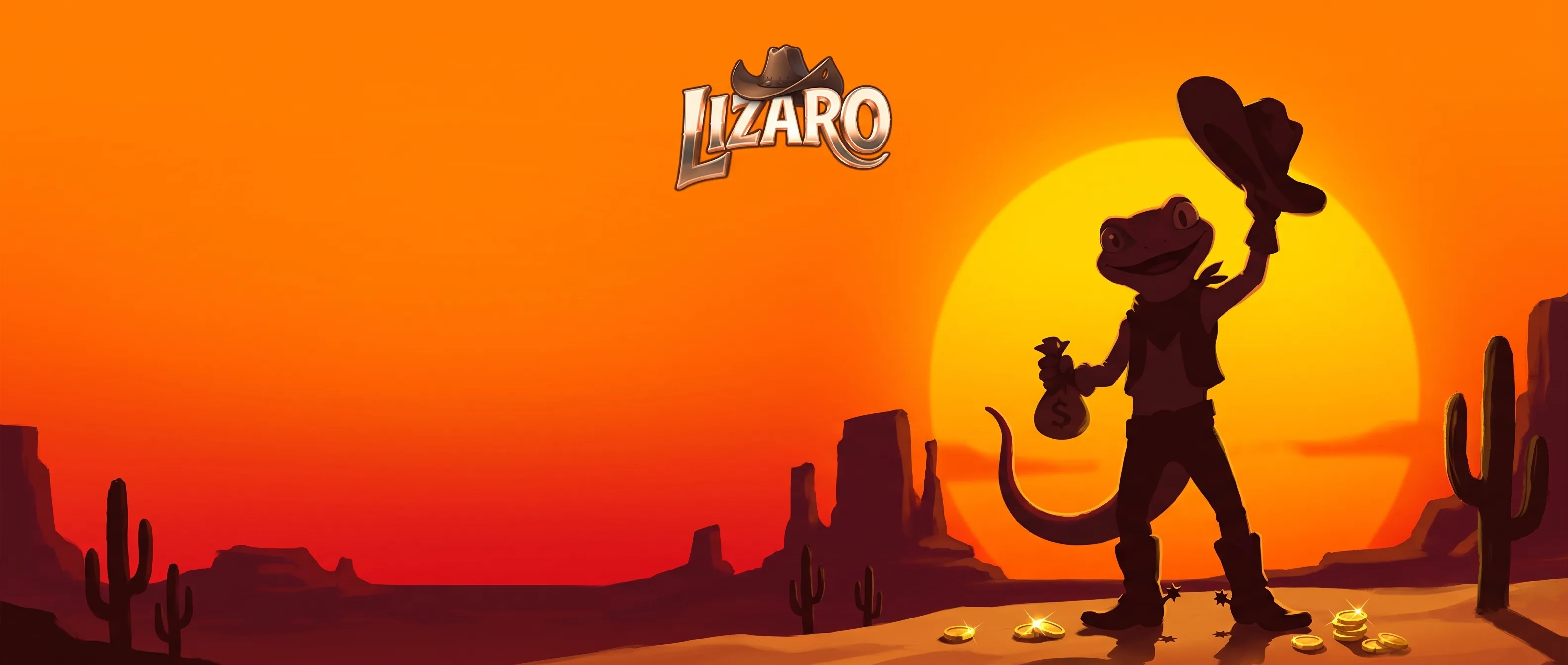 Il cowboy Lizaro tra cactus e monete al tramonto